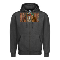 Charcoal Heather Horses with serape and leopard Zipper Hoodie - RanaPortraitStore