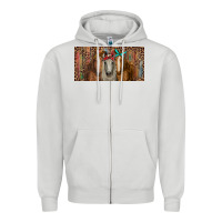Dove Grey Horses with serape and leopard Zipper Hoodie - RanaPortraitStore