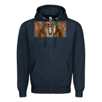 Navy Horses with serape and leopard Zipper Hoodie - RanaPortraitStore
