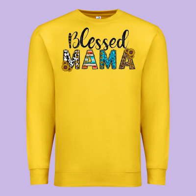 Blessed Mama Premium Sweatshirt Designed By Cowhidedigitalart