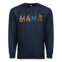 Navy blessed mama Premium Sweatshirt - CowhideDigitalArt