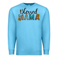 Ocean Blue blessed mama Premium Sweatshirt - CowhideDigitalArt