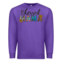 Purple blessed mama Premium Sweatshirt - CowhideDigitalArt