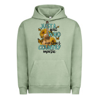 Pigment Oil Green just a girl who loves country music Urban Hoodie - MaliasSmallBusiness