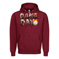 Burgundy game day baseball leopard Zipper Hoodie - Zillion Design Studio