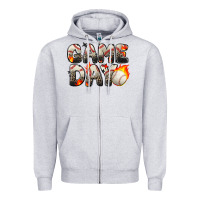 Heather Grey game day baseball leopard Zipper Hoodie - Zillion Design Studio