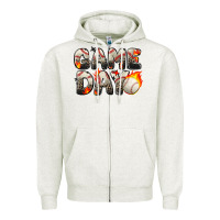 Oatmeal Heather game day baseball leopard Zipper Hoodie - Zillion Design Studio