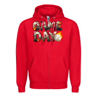 Red game day baseball leopard Zipper Hoodie - Zillion Design Studio