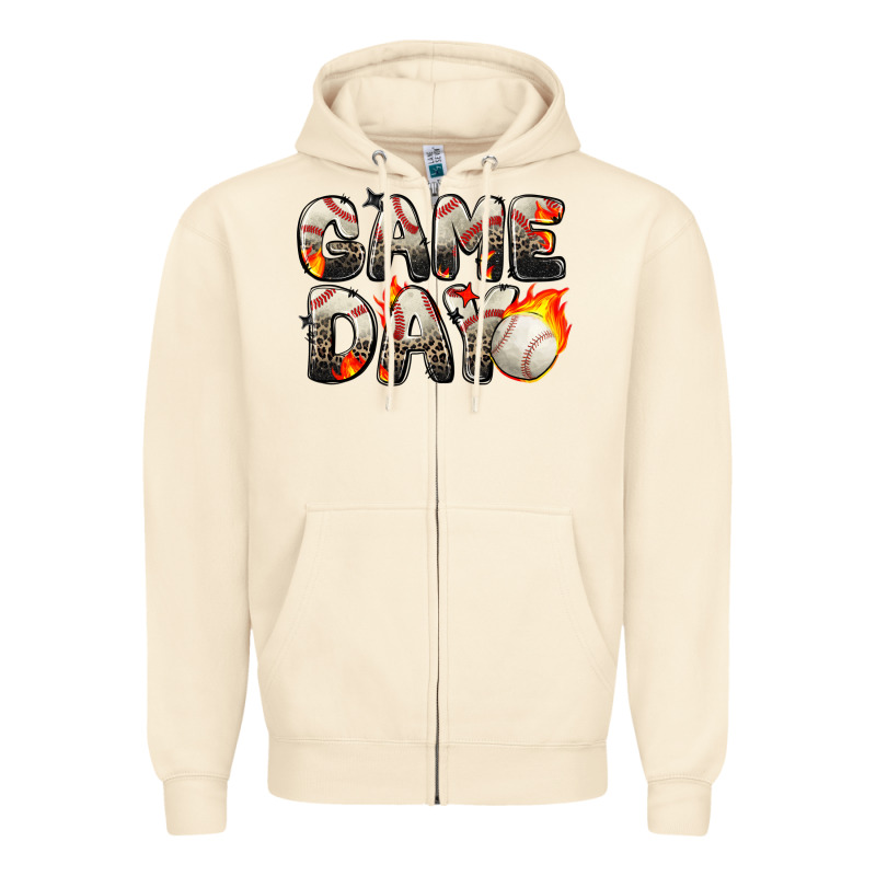 Game Day Baseball Leopard Zipper Hoodie by Zillion Design Studio | Teevron