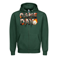 Sports Green game day baseball leopard Zipper Hoodie - Zillion Design Studio