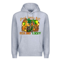 Heather Grey dead inside but feeling lucky Premium Hoodie - NancyCooperArtShop