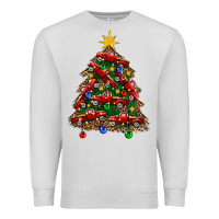 Dove Grey christmas truck tree Premium Sweatshirt - FaDigitalArtStudio