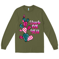 Army Green stuck on you cactus Long Sleeve Tee - BarkalooDesign
