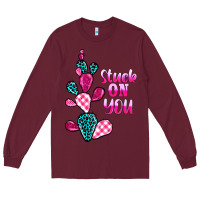 Burgundy stuck on you cactus Long Sleeve Tee - BarkalooDesign