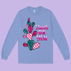 Stuck On You Cactus Long Sleeve Tee Designed By Barkaloodesign