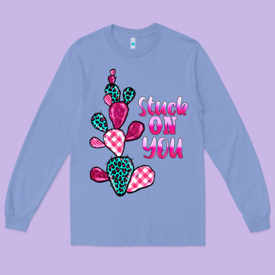 Stuck On You Cactus Long Sleeve Tee Designed By Barkaloodesign