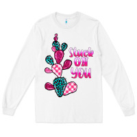 White stuck on you cactus Long Sleeve Tee - BarkalooDesign