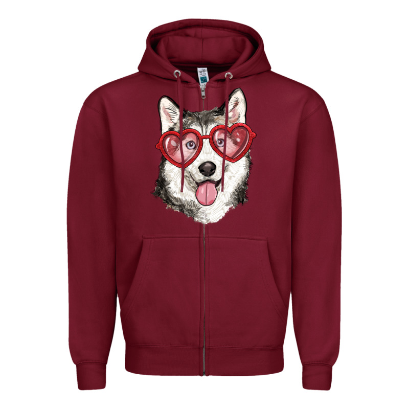 Husky With Love Glasses Zipper Hoodie by RanaPortraitStore | Teevron