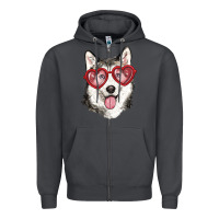Smoke husky with love glasses Zipper Hoodie - RanaPortraitStore