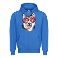 True Royal husky with love glasses Zipper Hoodie - RanaPortraitStore