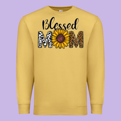 Blessed Mom Premium Sweatshirt Designed By Cowhidedigitalart