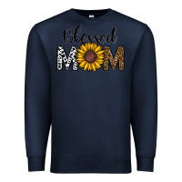 Navy blessed mom Premium Sweatshirt - CowhideDigitalArt