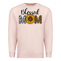 Pale Pink blessed mom Premium Sweatshirt - CowhideDigitalArt
