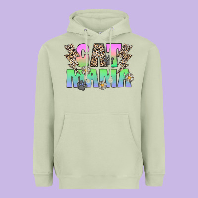 Cat Mama Heavyweight Hoodie Designed By Cowhidedigitalart