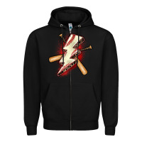 Black baseball lightning bolt Zipper Hoodie - Zillion Design Studio