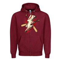 Burgundy baseball lightning bolt Zipper Hoodie - Zillion Design Studio