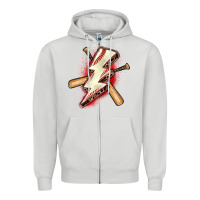 Dove Grey baseball lightning bolt Zipper Hoodie - Zillion Design Studio