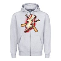 Heather Grey baseball lightning bolt Zipper Hoodie - Zillion Design Studio