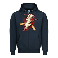 Navy baseball lightning bolt Zipper Hoodie - Zillion Design Studio