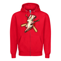Red baseball lightning bolt Zipper Hoodie - Zillion Design Studio