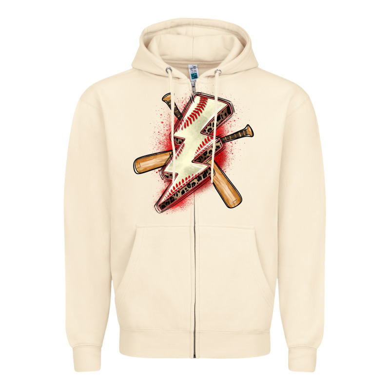 Baseball Lightning Bolt Zipper Hoodie by Zillion Design Studio | Teevron