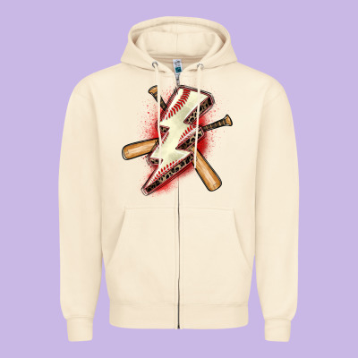 Baseball Lightning Bolt Zipper Hoodie Designed By Zillion Design Studio