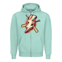 Seafoam baseball lightning bolt Zipper Hoodie - Zillion Design Studio