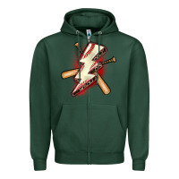 Sports Green baseball lightning bolt Zipper Hoodie - Zillion Design Studio
