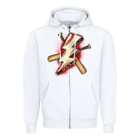 White baseball lightning bolt Zipper Hoodie - Zillion Design Studio
