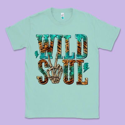 Classic Tee wild soul with skeleton hand