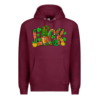 Burgundy luck with gnome and beer Premium Hoodie - NancyCooperArtShop