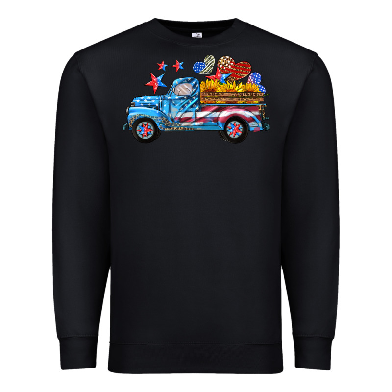 American Truck And Flag With Stars Premium Sweatshirt by HRA Design Shop | Teevron