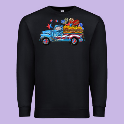 American Truck And Flag With Stars Premium Sweatshirt Designed By Hra Design Shop