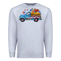 Heather Grey american truck and flag with stars Premium Sweatshirt - HRA Design Shop