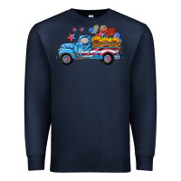 Navy american truck and flag with stars Premium Sweatshirt - HRA Design Shop