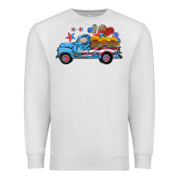 Oatmeal Heather american truck and flag with stars Premium Sweatshirt - HRA Design Shop