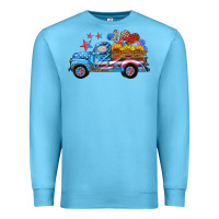 Ocean Blue american truck and flag with stars Premium Sweatshirt - HRA Design Shop