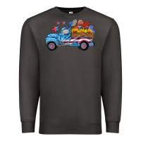 Smoke american truck and flag with stars Premium Sweatshirt - HRA Design Shop