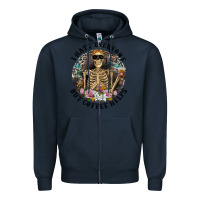 Navy I Hate Everyone But Coffee Helps With Flowers Zipper Hoodie - RanaPortraitStore