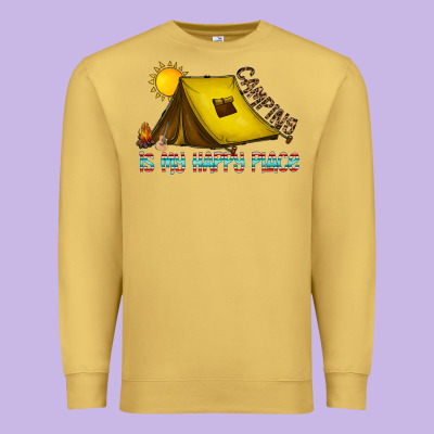 Camping Is My Happy Place Premium Sweatshirt Designed By Cowhidedigitalart